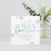 Winter ONEderland Zilver Glitter Blauw 1e Verjaard Kaart (Staand voorkant)