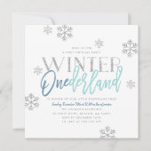 Winter ONEderland Zilver Glitter Blauw 1e Verjaard Kaart (Voorkant)