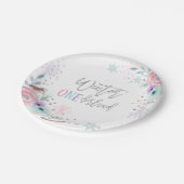 Winter ONEderland Zilver Glitter Roze Bloemenmeisj Papieren Bordje (Gekanteld)