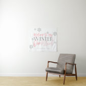 Winter ONEderland Zilver Glitter Roze Welkom Bord Wandkleed (In Situ (horizontaal))