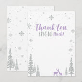 Winter Onederland - Zilver & Paars bedankbriefje Notitiekaartje (Voorkant / Achterkant)