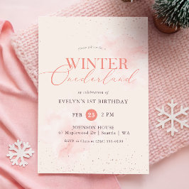 Winter ONEderland Zilver Roze Glitter 1e Verjaarda Kaart