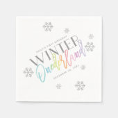 Winter ONEderland Zilveren Glitter Regenboog 1e Da Servet (Voorkant)
