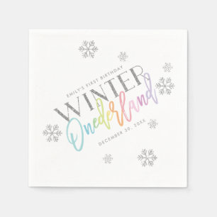 Winter ONEderland Zilveren Glitter Regenboog 1e Da Servet