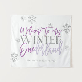 Winter ONEderland Zilveren Glitter Welkomstbord Wandkleed