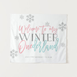 Winter ONEderland Zilveren Glitter Welkomstbord Wandkleed