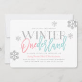 Winter ONEderland Zilveren Glitterij 1e Verjaardag Kaart (Voorkant)