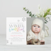 Winter ONEderland Zilveren Regenboog 1e Dag Foto Kaart (Staand voorkant)