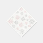 Winter Onederland Zilveren Roze Glitter 1e Verjaar Servet (Hoek)