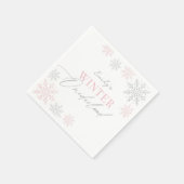 Winter Onederland Zilveren Roze Glitter 1e Verjaar Servet (Hoek)