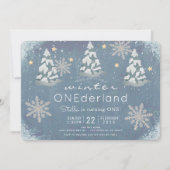 Winter Onederland Zilveren Sneeuwvlok 1e verjaarda Kaart (Voorkant)