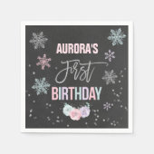 Winter ONEderland Zilveren Verjaardagsfeest Servet (Voorkant)