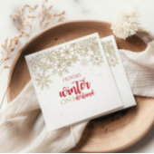 Winter ONEdernald Red en Gold Snowflake Verjaardag Servet