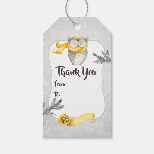 Winter-oowl kerstBaby shower Cadeaulabel (Voorkant)