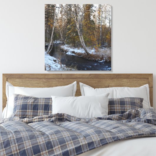 Winter op Chester Creek Stretched Canvas Print (Insitu (Slaapkamer))