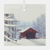 WINTER OP DE GEDEKTE BRIDGE GLAS ORNAMENT (Voorkant)