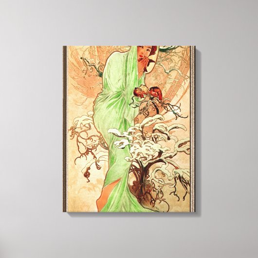 Winter op een groene cape door Alphonse Mucha Canvas Afdruk (Voorkant)