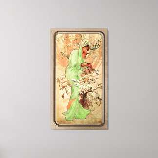 Winter op een groene cape door Alphonse Mucha Canvas Afdruk