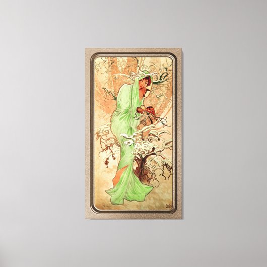 Winter op een groene cape door Alphonse Mucha Canvas Afdruk (Voorkant)