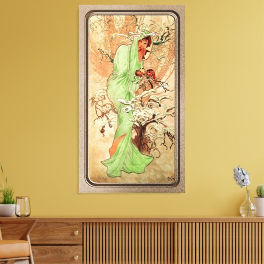 Winter op een groene cape door Alphonse Mucha Canvas Afdruk (Insitu (Woonkamer))