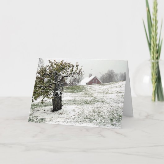 Winter op een Hollis, NH boerderij Feestdagen Kaart (Voorkant)