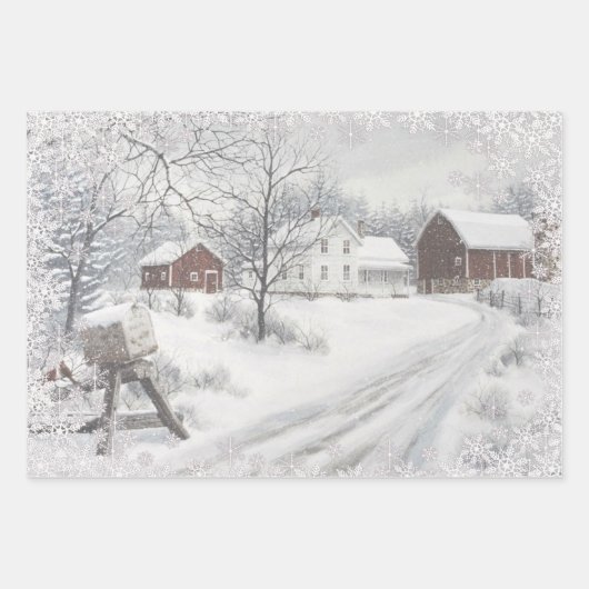 Winter op het Boerderij Inpakpapier Vel (Voorkant 2)