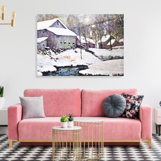 Winter op het Boerderij - Julian Onderdonk schilde Canvas Afdruk (Insitu (Woonkamer))