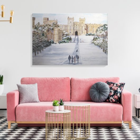 Winter op het kasteel van Windsor Canvas Afdruk (Insitu (Woonkamer))