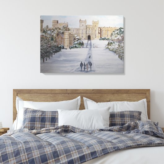 Winter op het kasteel van Windsor Canvas Afdruk (Insitu (Slaapkamer))