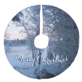 Winter op het meer imitatie linnen kerstboom kleed (Voorkant)