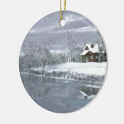 Winter op het meer keramisch ornament (Links)