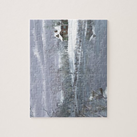 Winter op het meer legpuzzel (Verticaal)