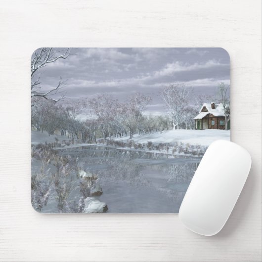Winter op het meer van Mousepad Muismat (Met muis)