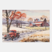 Winter Op het ouderwetse Boerderij Inpakpapier Vel (Voorkant 2)