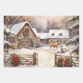 Winter Op het ouderwetse Boerderij Inpakpapier Vel (Voorkant)