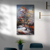 Winter op het platteland canvas afdruk