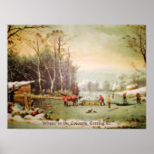 Winter op het platteland, ijs halen Poster (Voorkant)