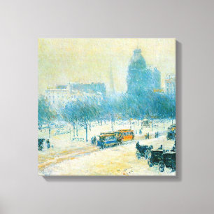 Winter op Unieplein door Frederick Childe Hassam Canvas Afdruk