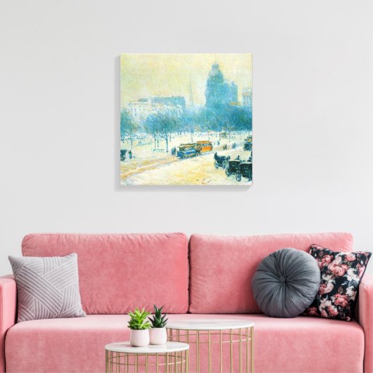 Winter op Unieplein door Frederick Childe Hassam Canvas Afdruk (Insitu (Woonkamer))