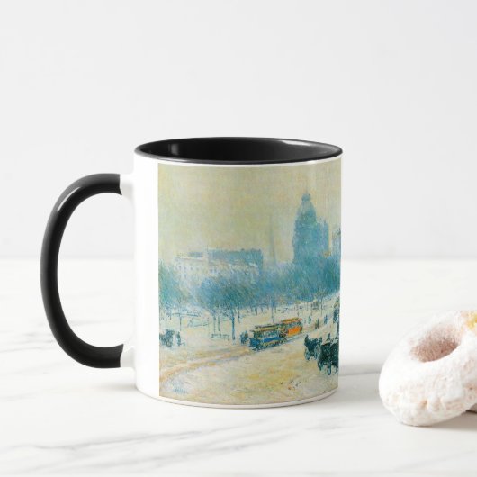 Winter op Unieplein door Frederick Childe Hassam Mok (Met donut)