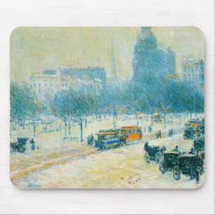 Winter op Unieplein door Frederick Childe Hassam Muismat