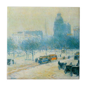 Winter op Unieplein door Frederick Childe Hassam Tegeltje