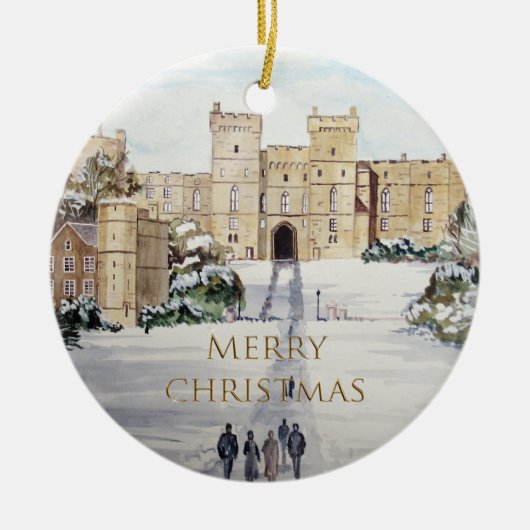 Winter op Windsor Castle Landscape Painting Keramisch Ornament (Voorkant)