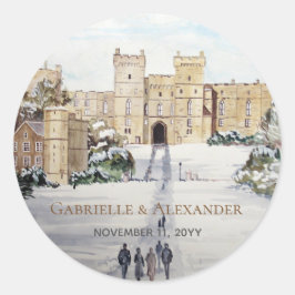 Winter op Windsor Castle Painting Wedding Ronde Sticker