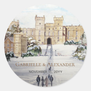 Winter op Windsor Castle Painting Wedding Ronde Sticker