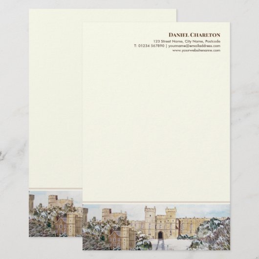 Winter op Windsor Castle Schildering Briefpapier (Voorkant / Achterkant)