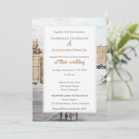 Winter op Windsor Castle Wedding Kaart (Staand voorkant)
