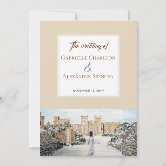 Winter op Windsor Castle Wedding Kaart (Achterkant)