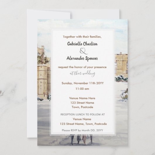 Winter op Windsor Castle Wedding Kaart (Voorkant)