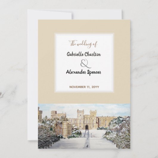Winter op Windsor Castle Wedding Kaart (Achterkant)